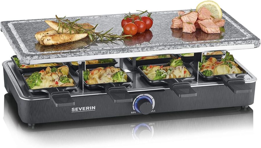 Severin Raclette Party Grill with Natural Grill Stone