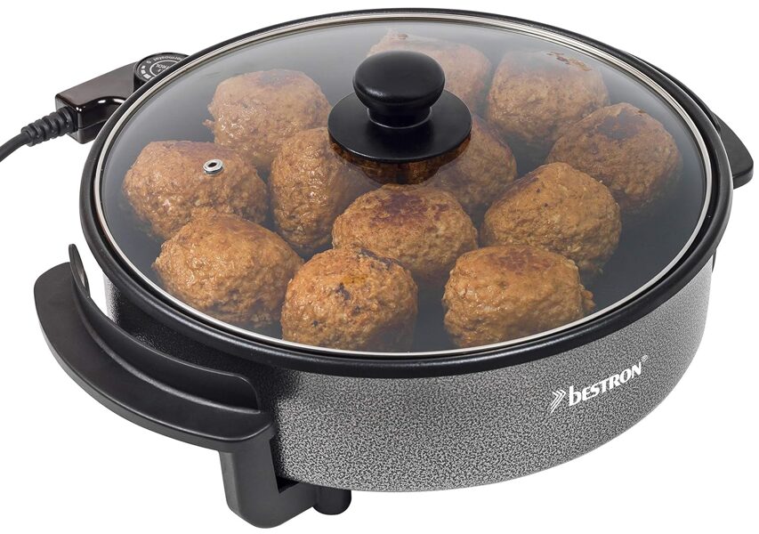 Bestron AHP1200 Electric Party Pan with Glass Lid